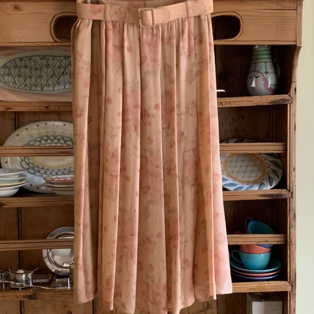 Ann Klein II Silk Chiffon Floral Skirt | Lined | Belted | Size 8 | Vintage